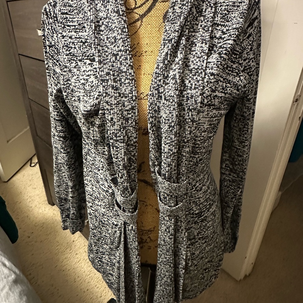 AB Studio Black and White Cardigan Sweater